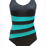 Iris Longer Length Swimsuit - Black and Lake