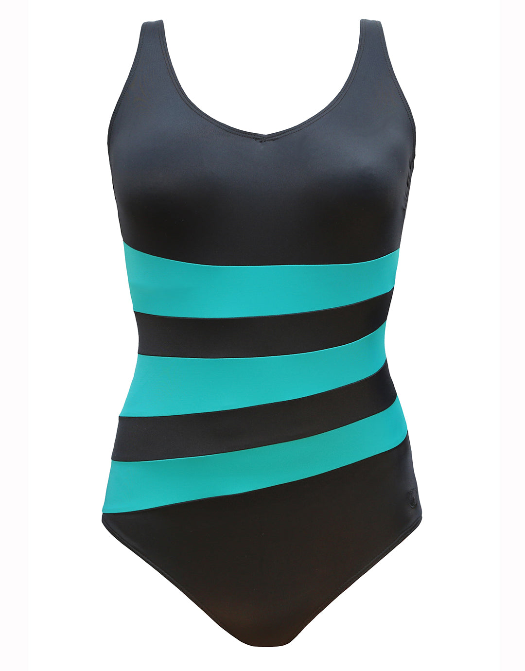 Iris Longer Length Swimsuit - Black and Lake – Halocline Swimwear