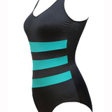 Iris Longer Length Swimsuit - Black and Lake