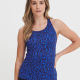 Racerback Tankini Top - Blue Glass Print