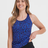 Racerback Tankini Top - Blue Glass Print