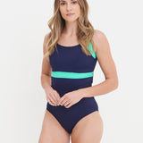 Stella Longer Length Clipback Swimsuit - Navy /Jade